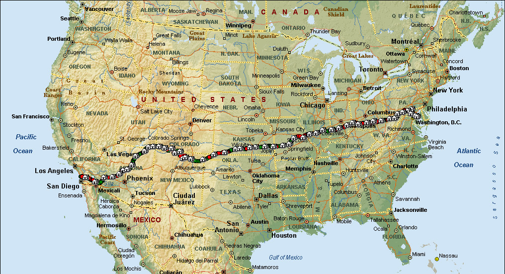 RAAM 2013 Route - 4862 Kilometer von Oceanside, Kalifornien bis Annapolis, Maryland